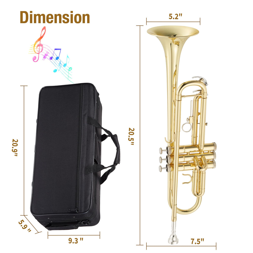 Gold Lacquer Brass Trumpet with Hard Case P250301