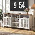 White TV Stand with Grille Doors and Adjustable Shelves V864