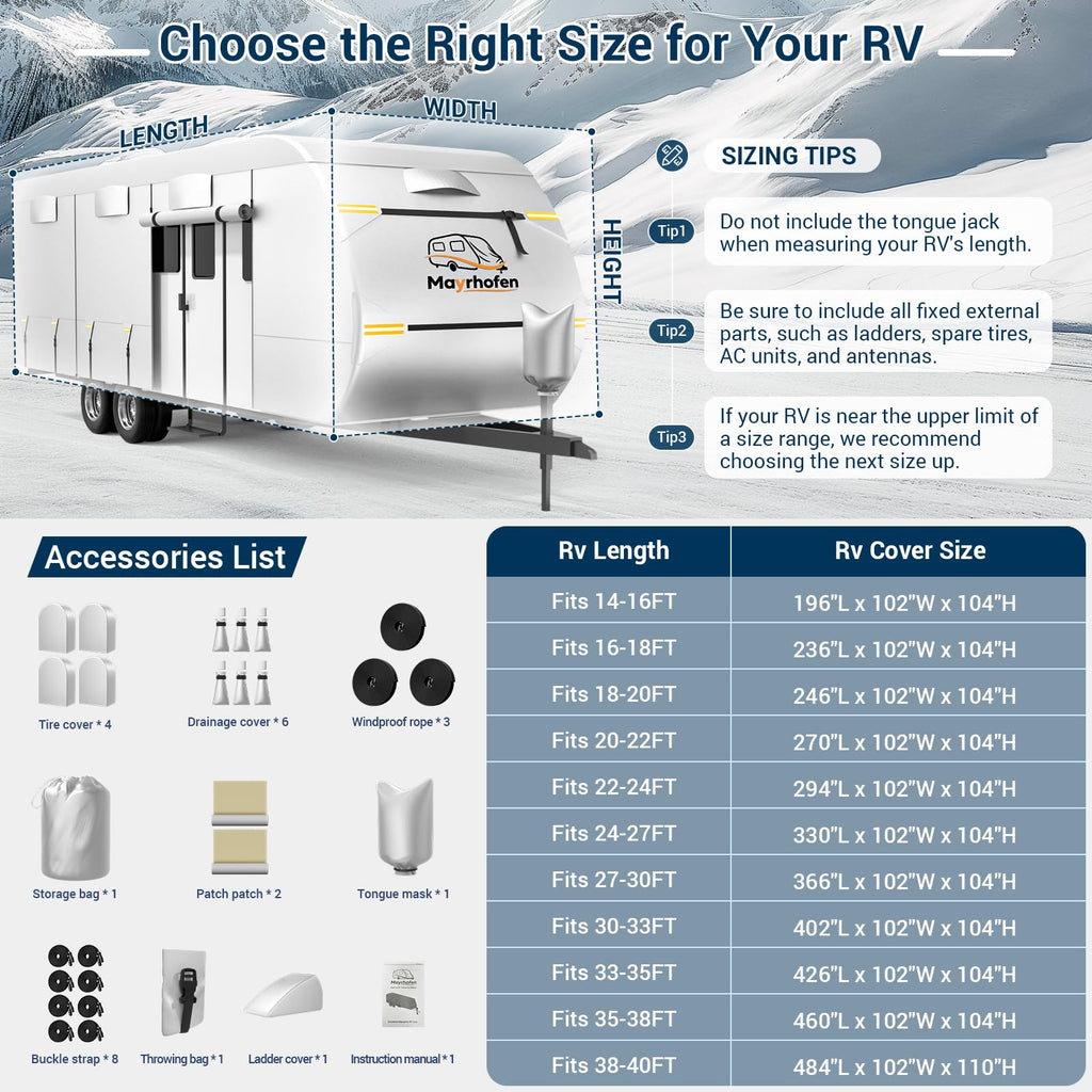 600D Oxford Fabric 30-33ft Travel Trailer Cover W904