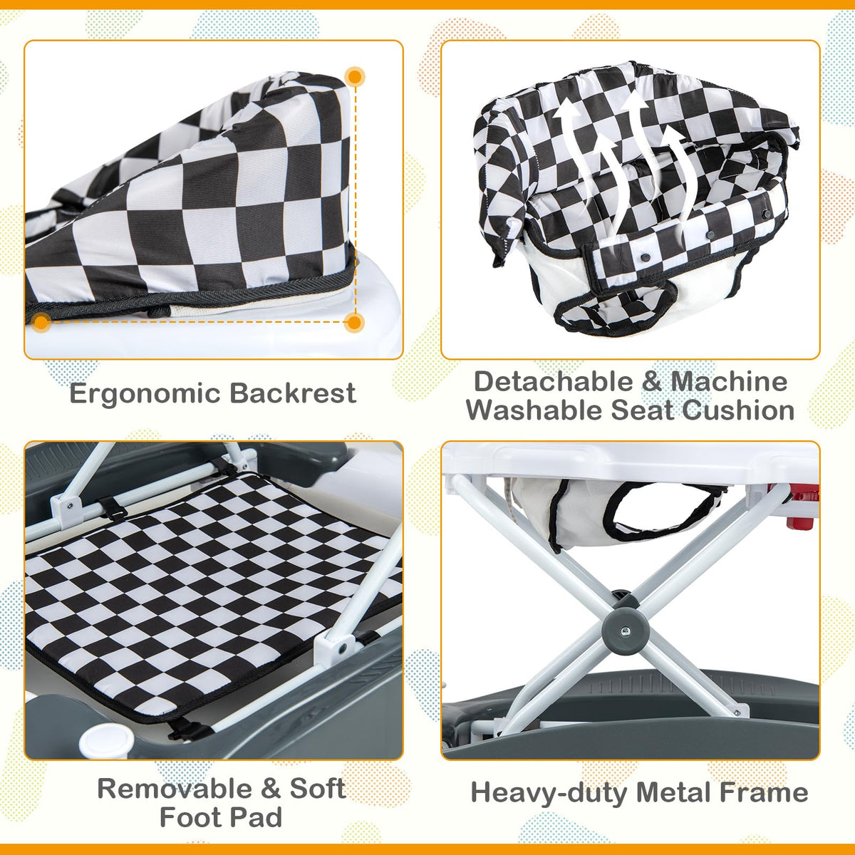 Foldable Adjustable Baby Walker with Wheels V667
