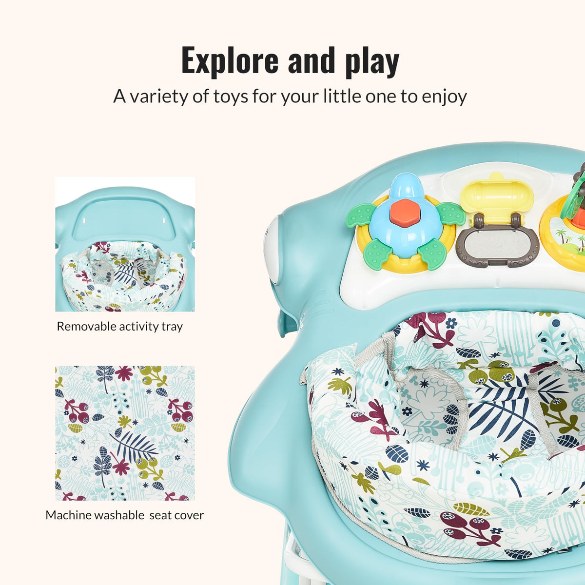 2-in-1 Foldable Baby Walker with Adjustable Height Q9753