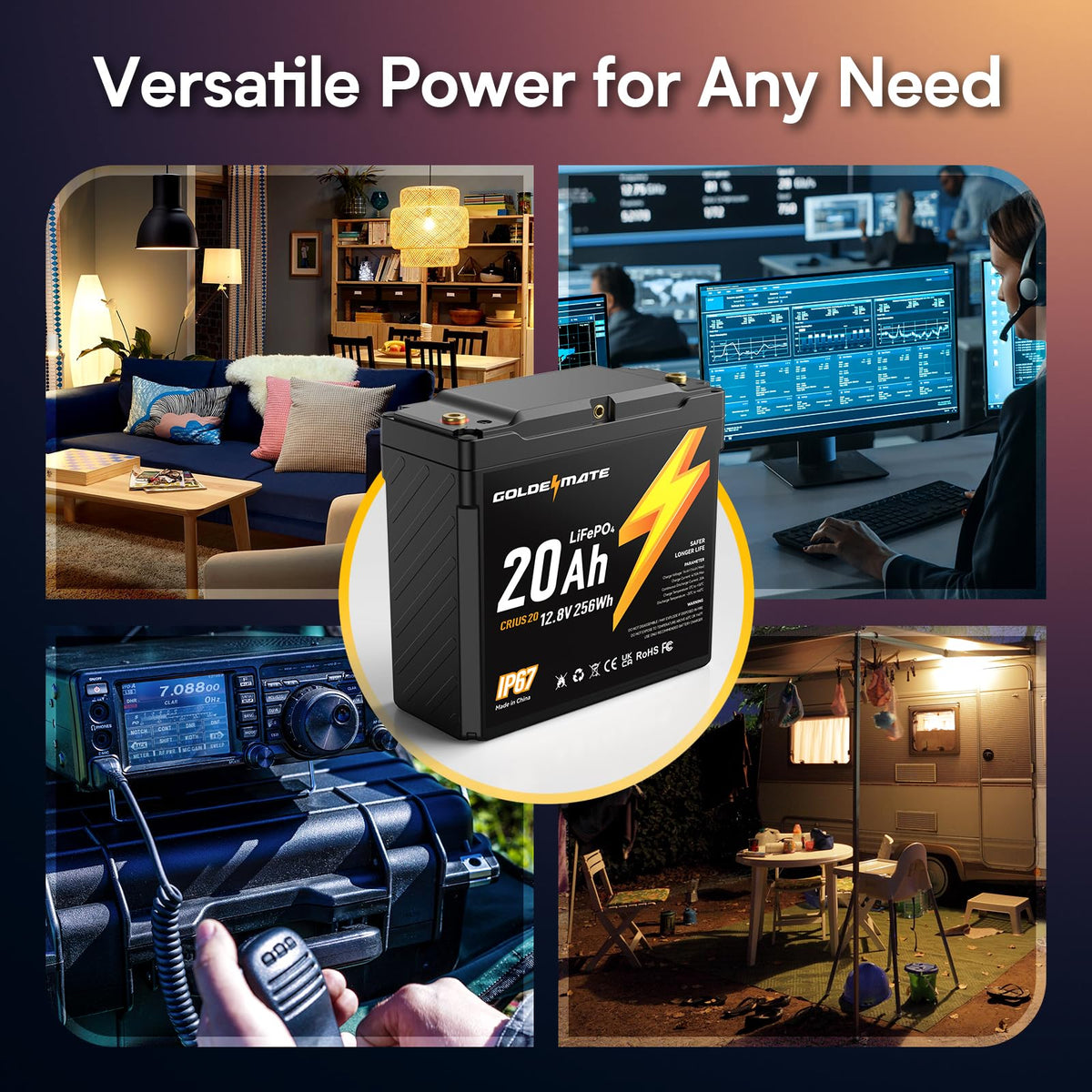 12V 20Ah Lithium LiFePO4 Battery 2 Packs N52549