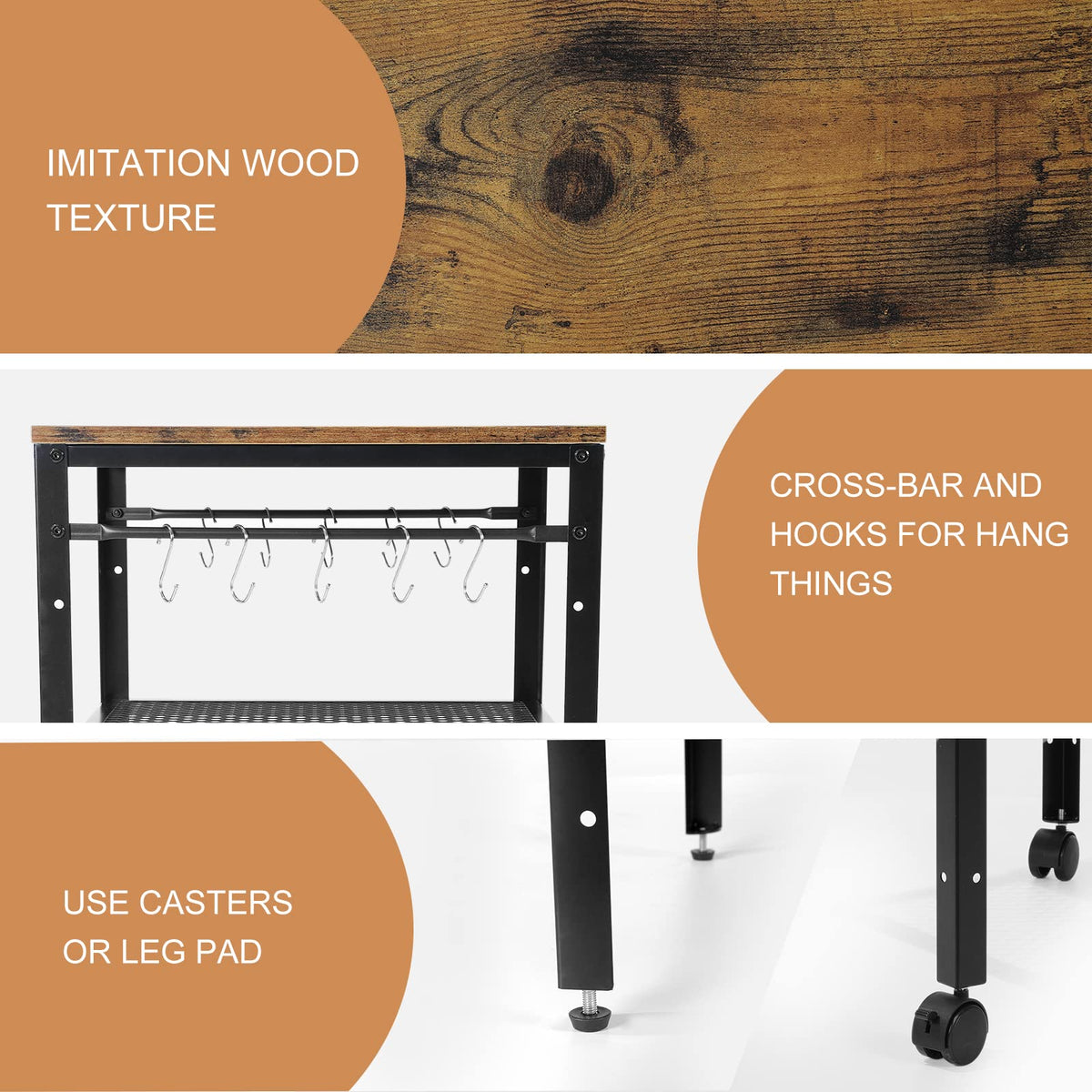 Rustic 2-Tier End Table with Adjustable Height Shelf G17399