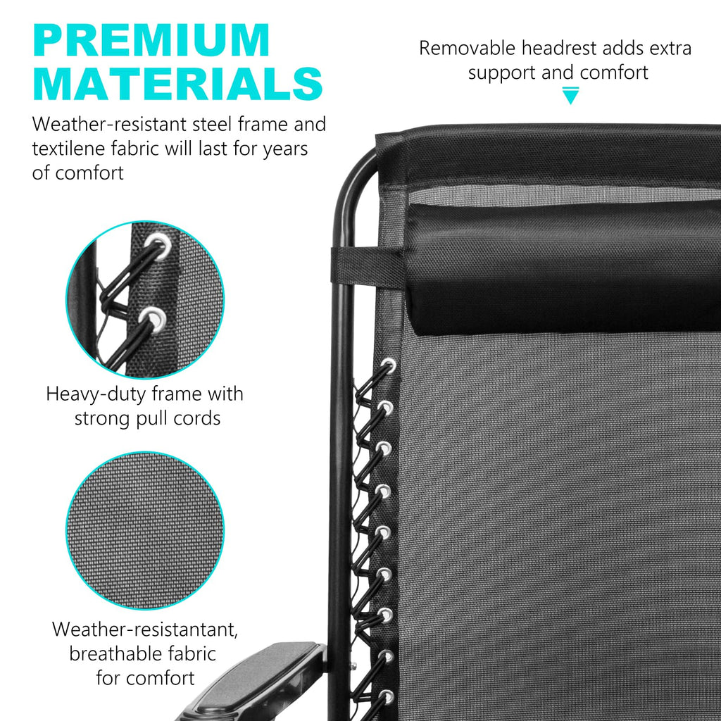 Set of 2 Adjustable Steel Mesh Zero Gravity Lounge Chair Recliners U1519