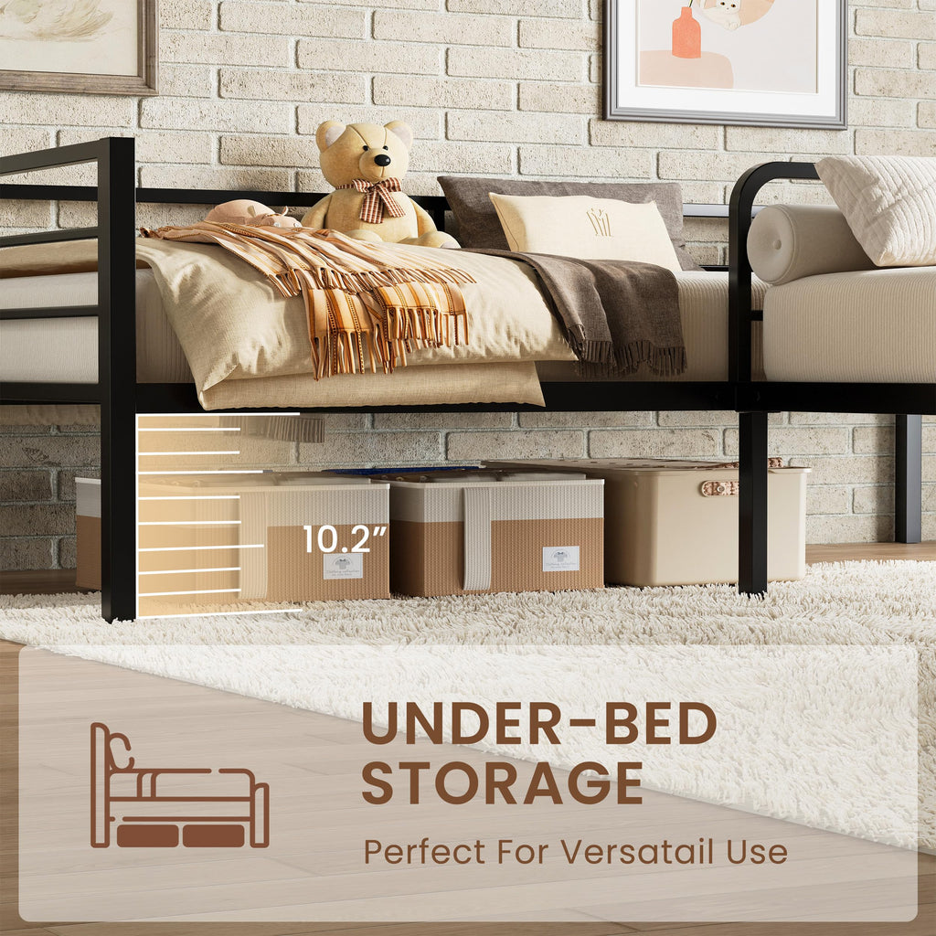 Black L Shaped Twin Beds with Rails Z2873