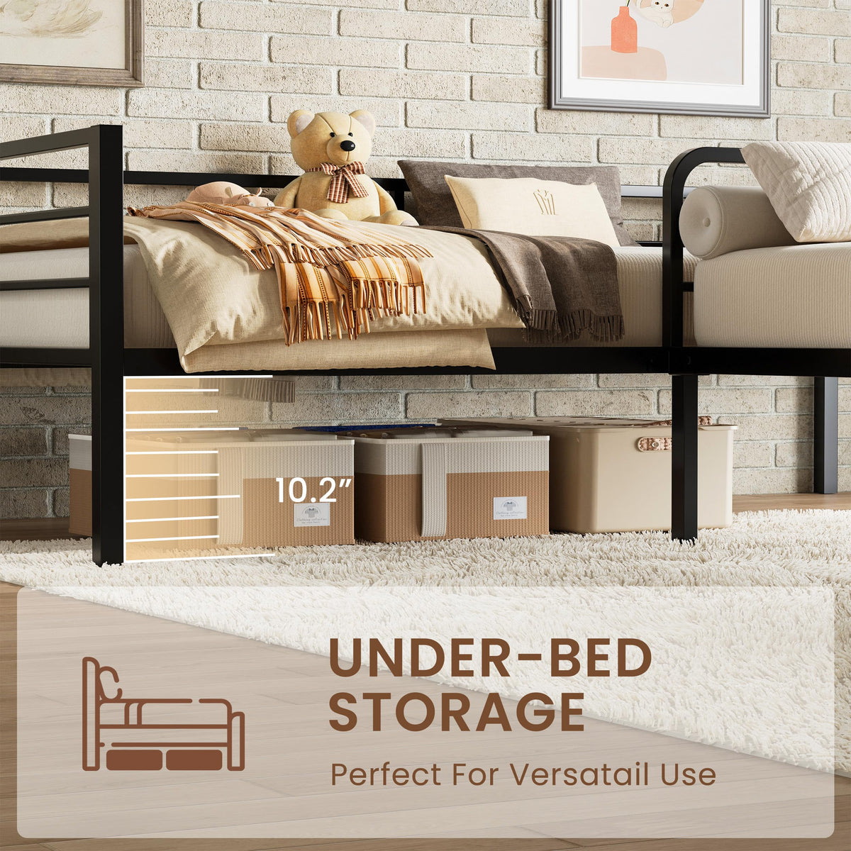 Black L Shaped Twin Beds with Rails Z2873