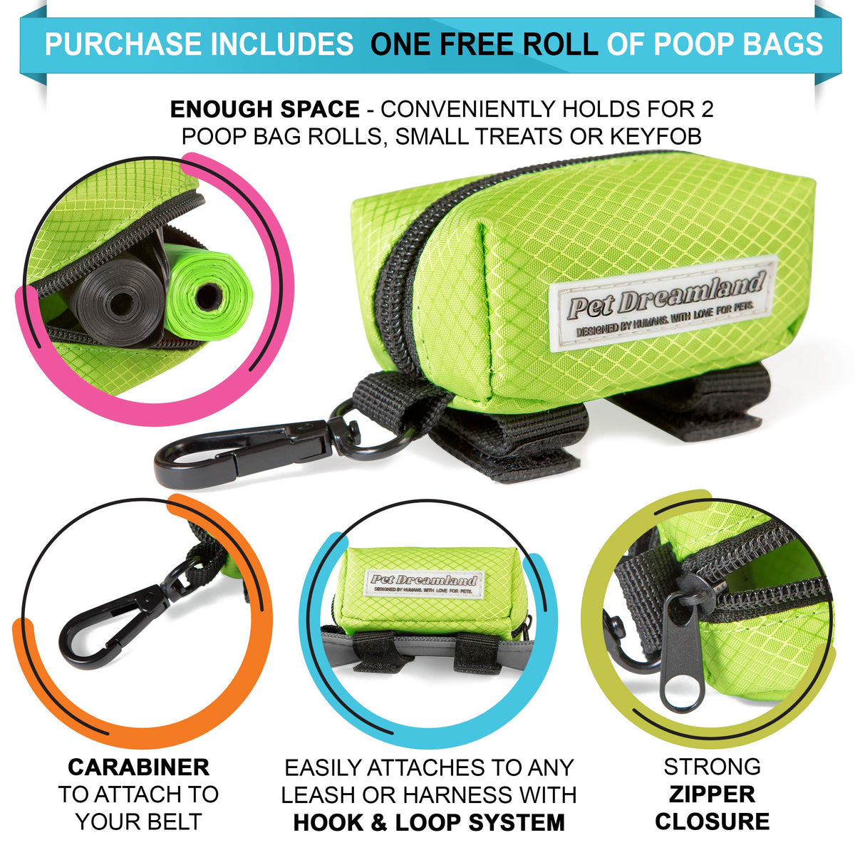 Hands Free Dog Leash for Large Dogs with Poop Bag Dispenser F678408