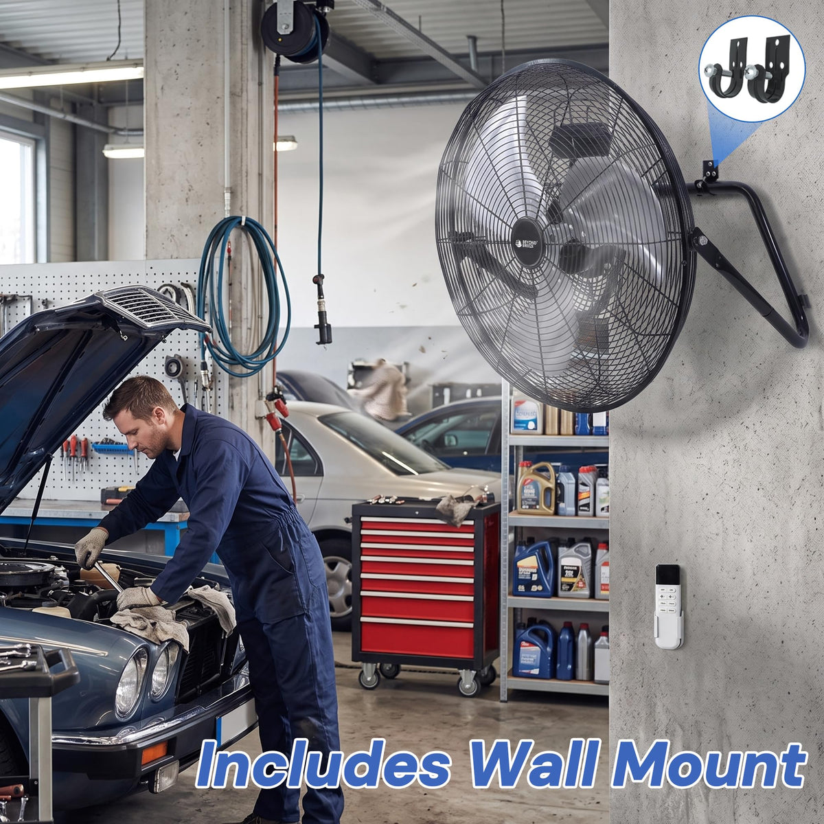20'' High Velocity Wall Mount and Floor Fan with Remote A735