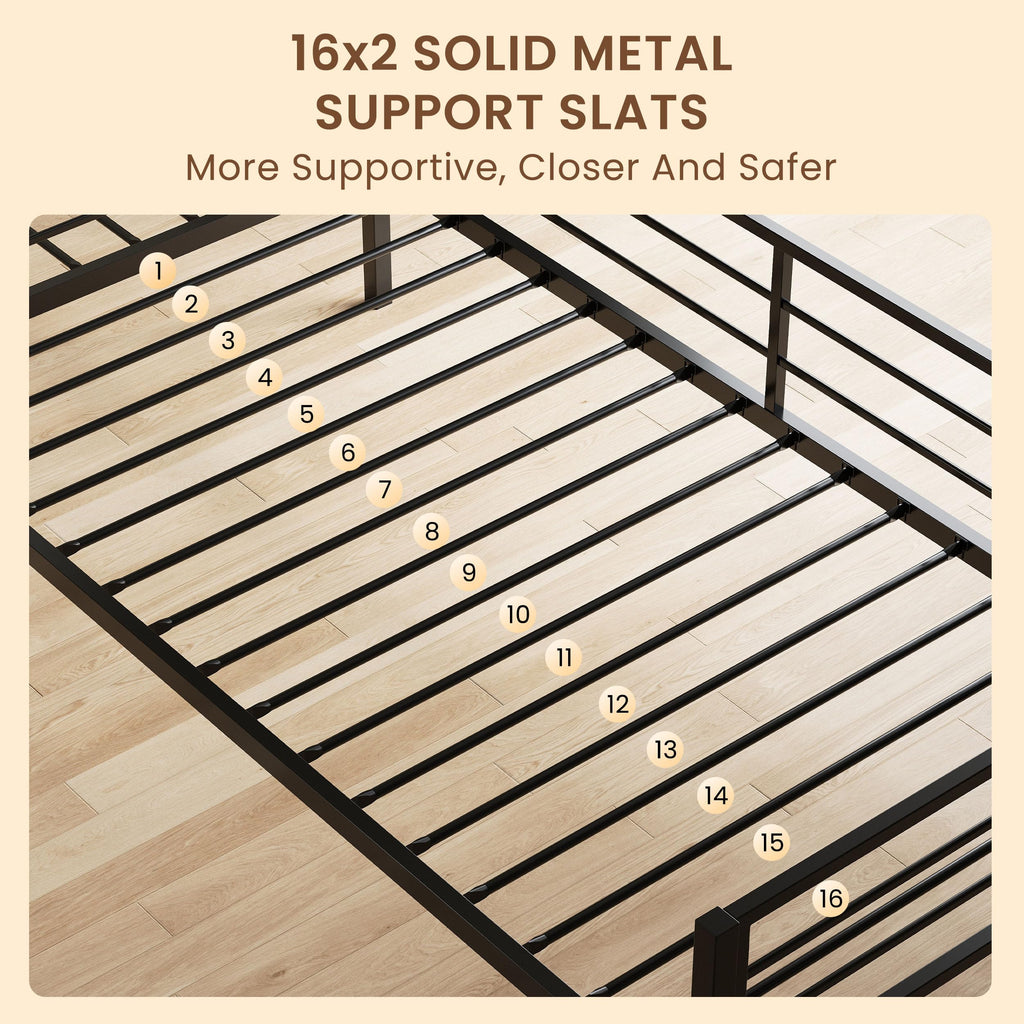 Black L Shaped Twin Beds with Rails Z2873