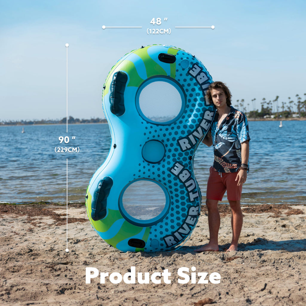 2-Person Inflatable River Tube with 2 Cup Holders & Removable Cooler G991