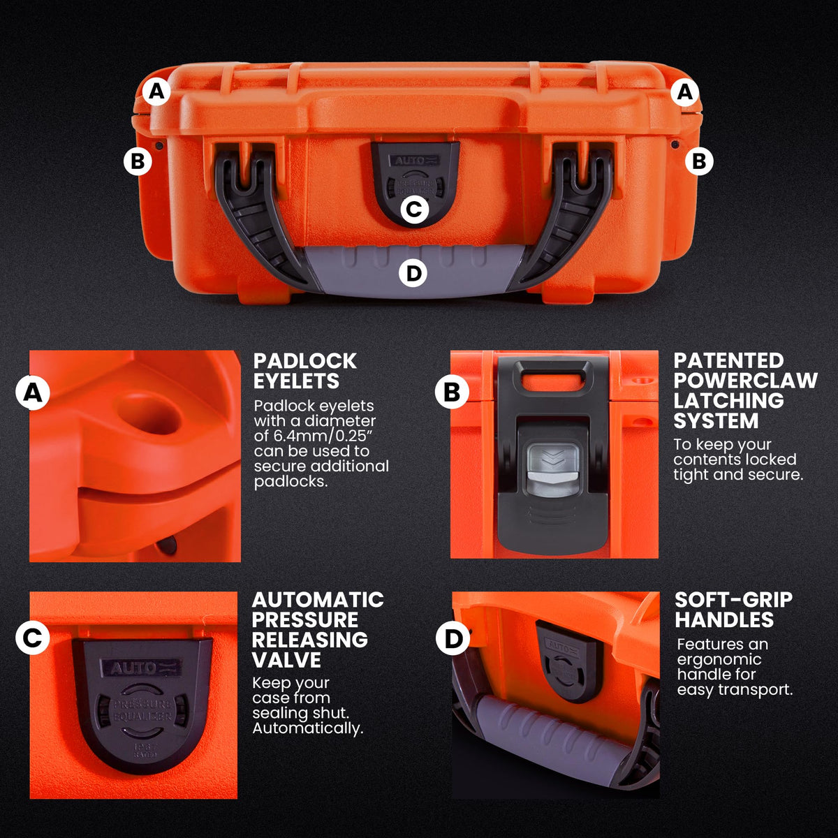 Orange Waterproof Hard Case J253214