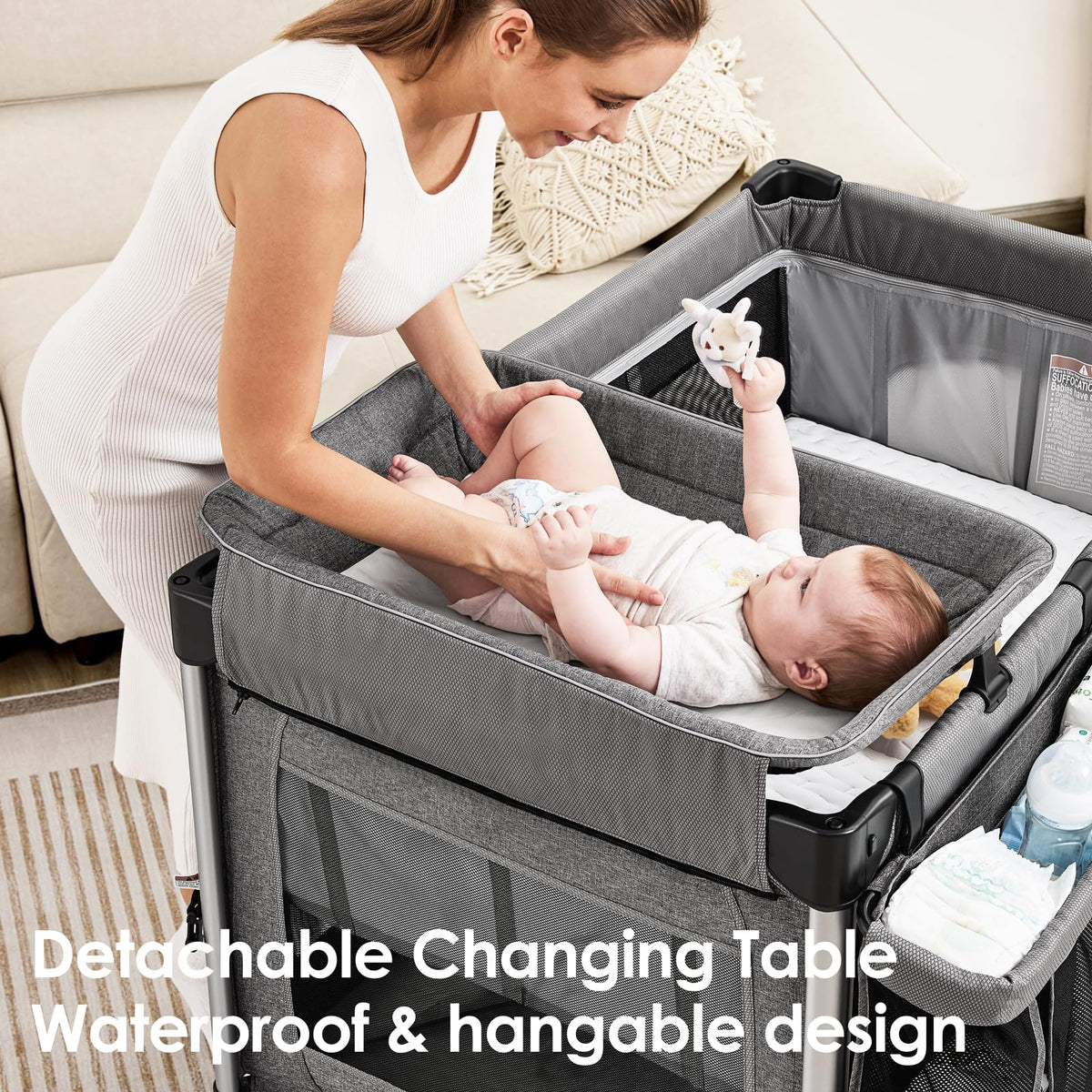 4-in-1 Baby Bassinet with Mattress and Storage Organizer T8170