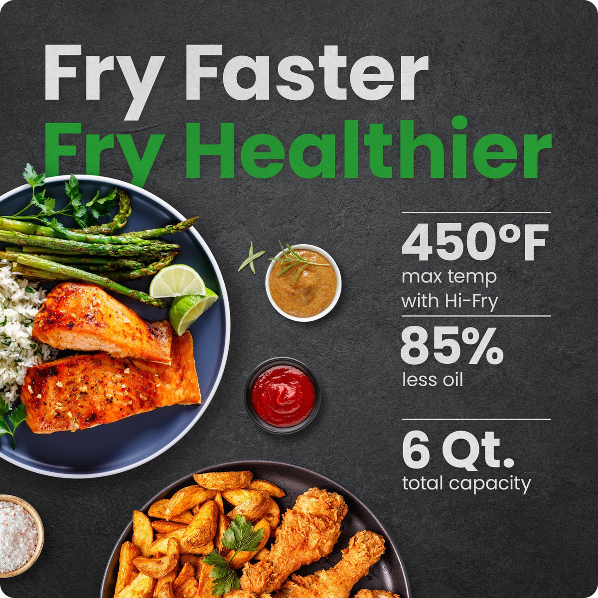 6 Qt 5-in-1 Nonstick Stainless Steel Air Fryer F997
